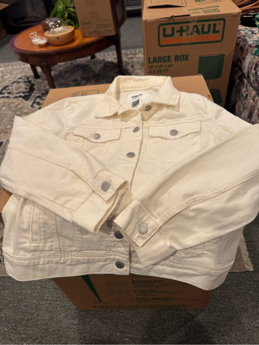 Old Navy Off-White Denim Jean Jacket